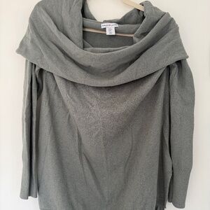 Dusty Green/Gray Off The Shoulder Sweater
